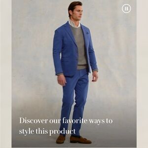 Polo Ralph Lauren Chino Garment Dyed Pants Mens 38x34 Blue Cotton Stretch $298